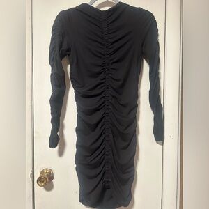 Black Ruched Long Sleeve Dress